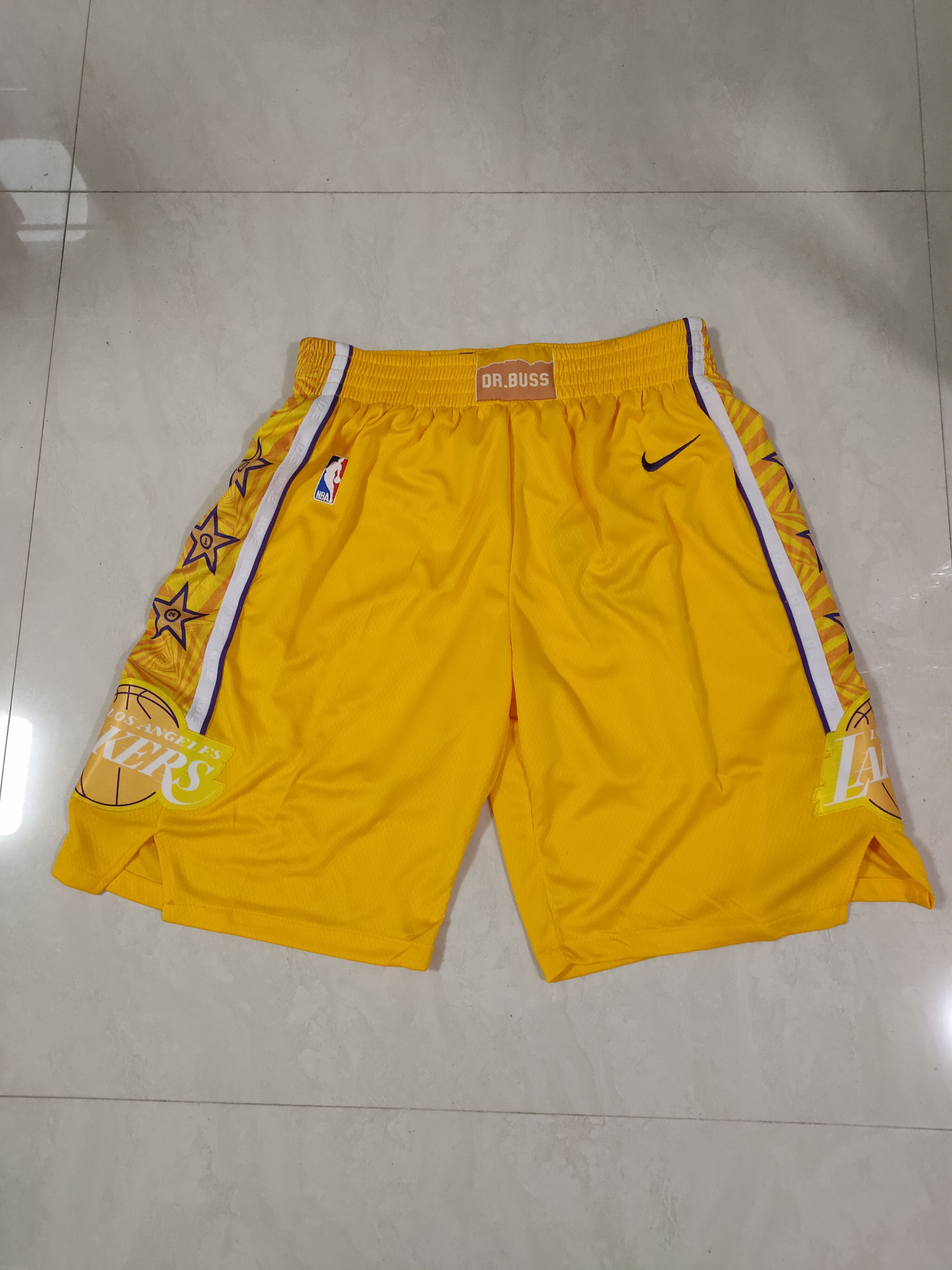 Men NBA Los Angeles Lakers yellow Nike Shorts 0416->los angeles lakers->NBA Jersey